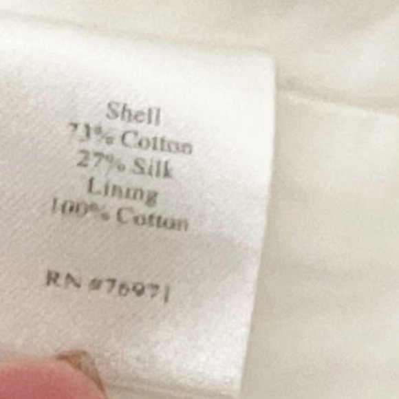 Garnet Hill SZ 16 White Cotton Silk Scoop Neck Grey Neckline Short Sleeve Tunic - Picture 6 of 7